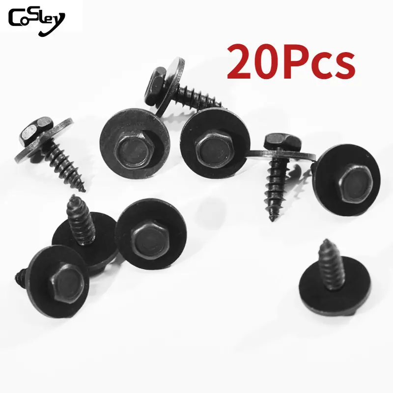 

20Pcs/Set Self Tapping Tapper Screw And Washer For BMW 4.8 x 19 mm Black 8mm Self Tapping Tapper Screws Auto Replacement Parts