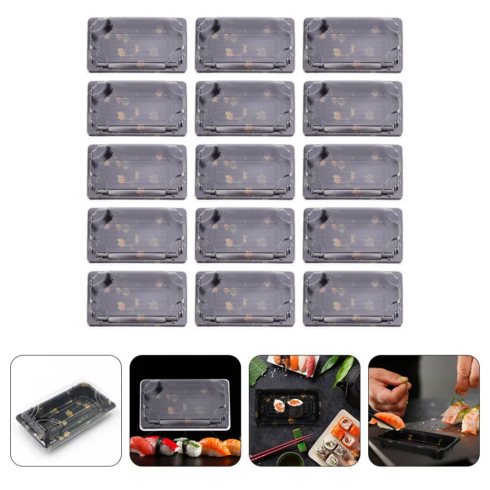 

25pcs Disposable Sushi Box Portable Plastic Take Out Container For Lunch Heat Preservation Bpa Trays Kitchen Dining