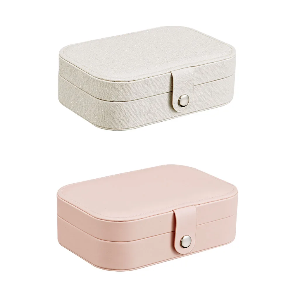 

Multifunctional 2 Layers Jewelry Box For Women Pu Portable Storage Case Rings Earrings Bracelets Necklaces Dustproof