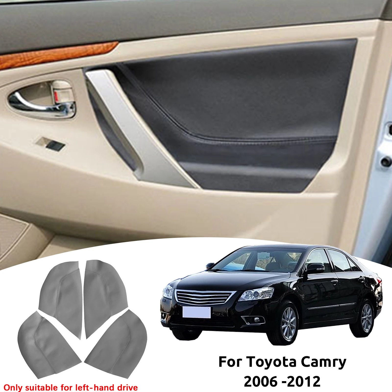 

Perfect Fit Toyota Camry 2006 2007 2008 2009 2010 2011 2012 PU Leather Car Interior Door Armrest Panel Cover Sticker Trim
