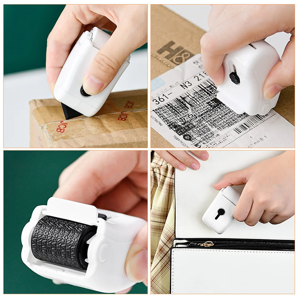 Rollers Convenient Id Stamp Information Protection Tool Privacy Accessory Office Security Stamper White Ink with Seal