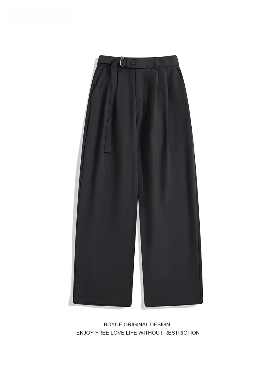 

Boyue повседневные прямые длинные брюки с эластичной резинкой на талии, костюмные брюки для мужчин, молодежная модная рабочая одежда для поездок на работу, летняя