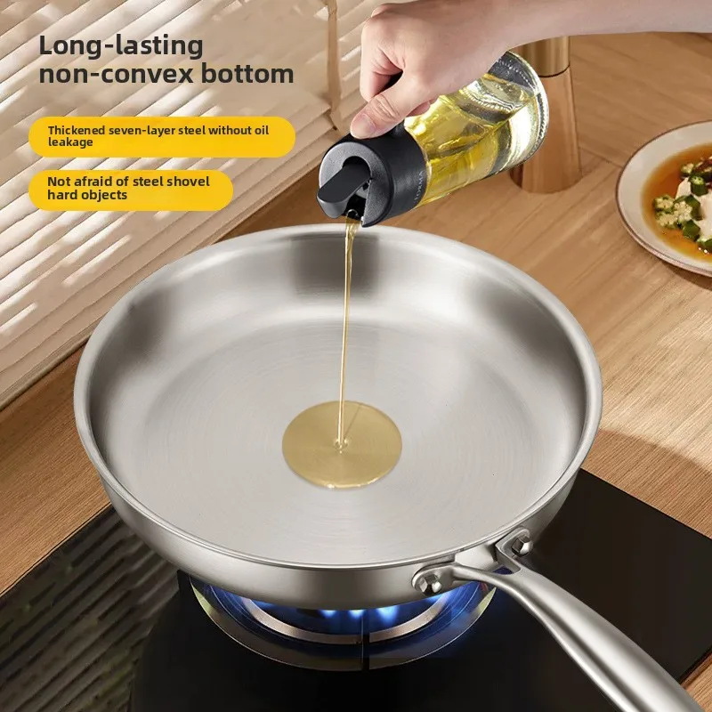 German Uncoated Stainless Steel Pan 316L Food Grade Household Gas Induction Cooker Special Non Stick Pan Frying Pan