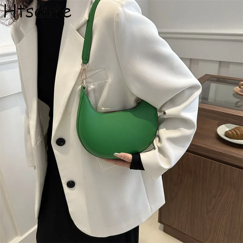 

All-match Elegant Underarm Bag Women PU Leather Crossbody Bags Trendy Shoulder Bag Mini Handbag with Zipper Closure bolsos mujer