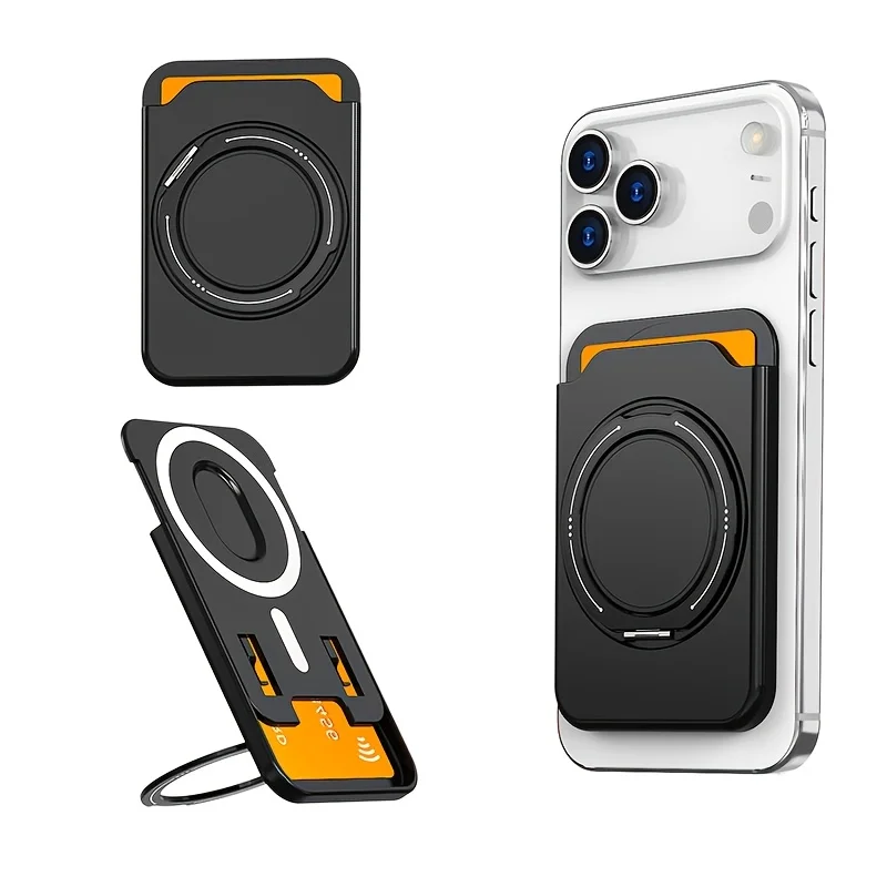 

360 Rotating Magnetic Wallet & Card Holder Ring Stand For Magsafe Card For iPhone 17 16 15 14 Pro/ Pro Max/13 Pro Max/13 12 Pro
