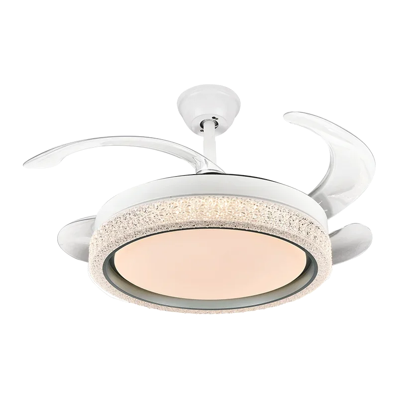 Modern Nordic Design LED Ceiling Fan Light Retractable Blades With Intelligent Silent Remote Control Energy-Saving for Bathroom