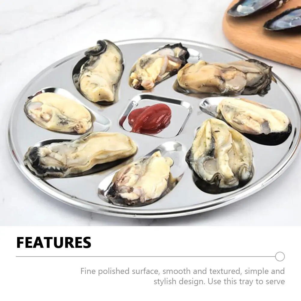 

1 Set Stainless Steel Oyster Storage Plate Oyster Holder Shellfish Baking Serving Grilling Seafood Platter Plate Restaurant Home