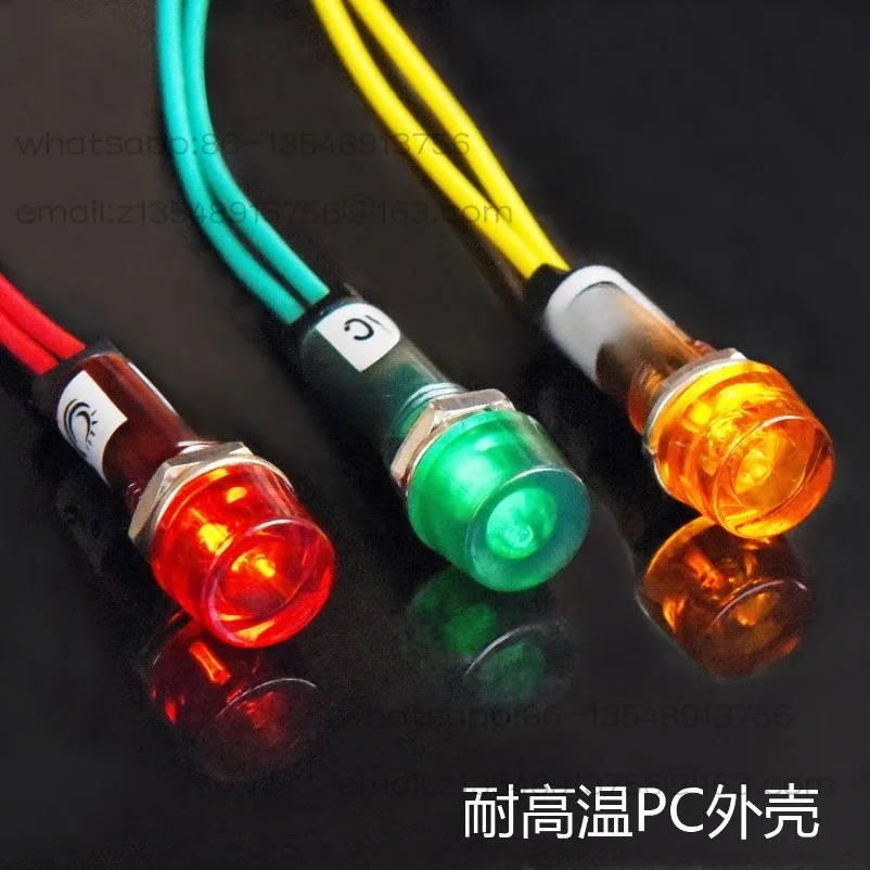 High Temperature Resistant ADP10-3C 110V220V380V with Wire Φ 10mm Water Heater Freezer Indicator Light Signal Light
