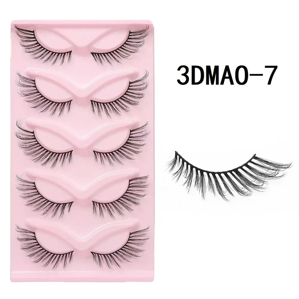 new Cat eye Eyelashes 3D Natural False Lashes Fluffy Soft Cross 5 pairs Manga Lashes Wispy Natural Eyelash Extension Makeup