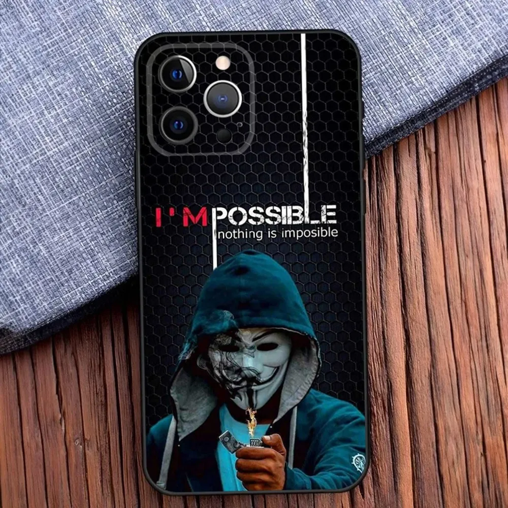 Anonymous Hacker Art Phone Case For iPhone 16,15,14,13,12,11,Pro,X,XS,Max,XR,Plus,Mini Soft Black Cover