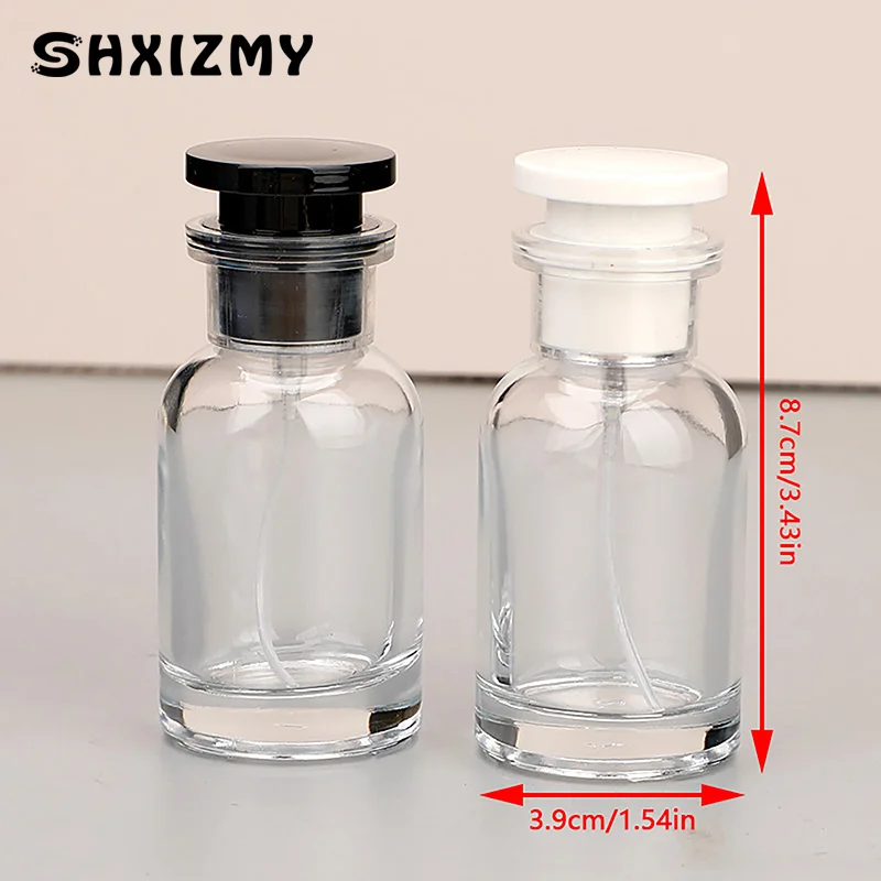 空の詰め替え可能な香水瓶,30ml,ガラス,円筒形,ポータブルトラベル香水噴霧器,サンプル容器