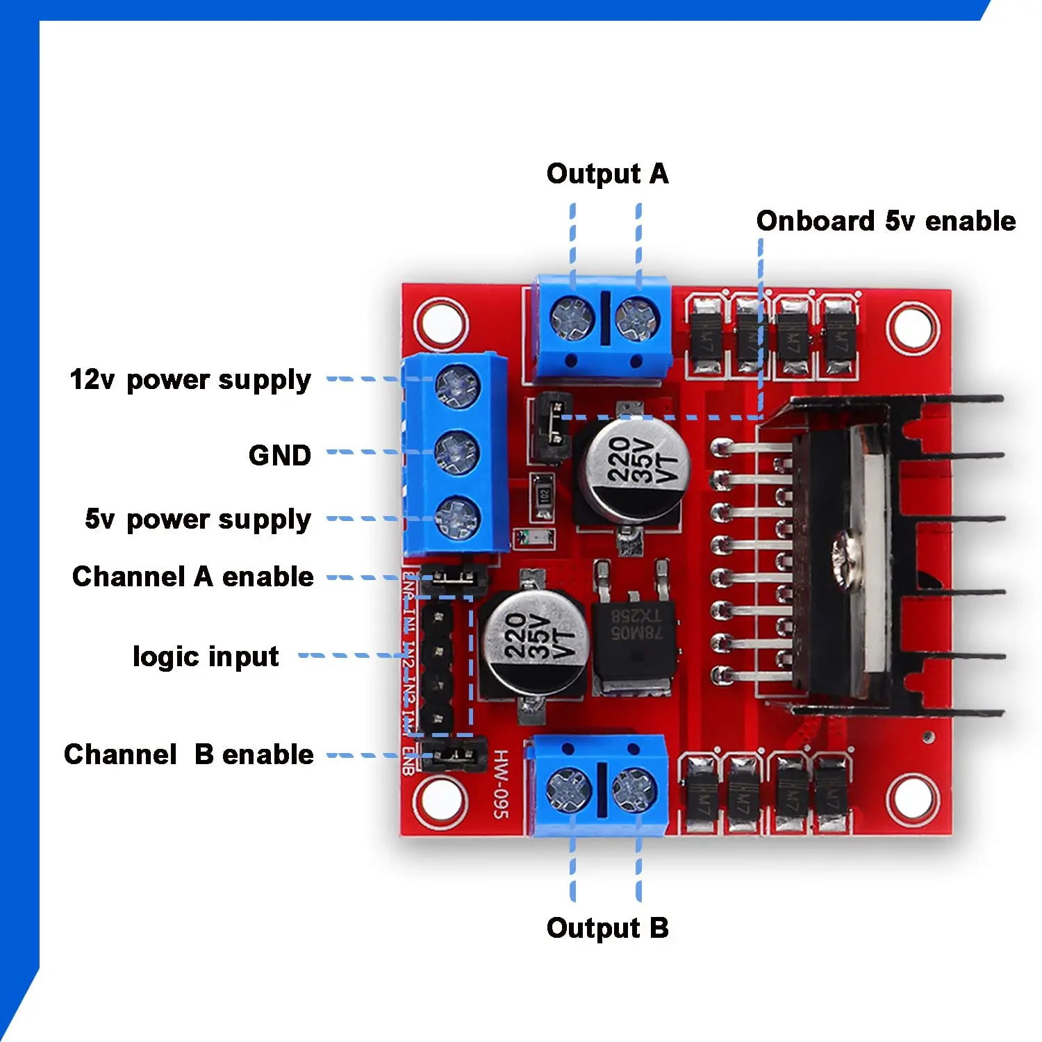 L298N Motor Drive Controller Board DC Dual H-Bridge Robot Stepper Motor Control and Drives Module for Arduino Smart Car Power