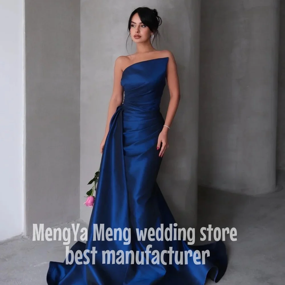 ZHUISHU Индивидуальные синие атласные халаты с русалкой без бретелек, без рукавов, с открытой спиной, вечерние платья длиной до пола, платье для выпускного вечера