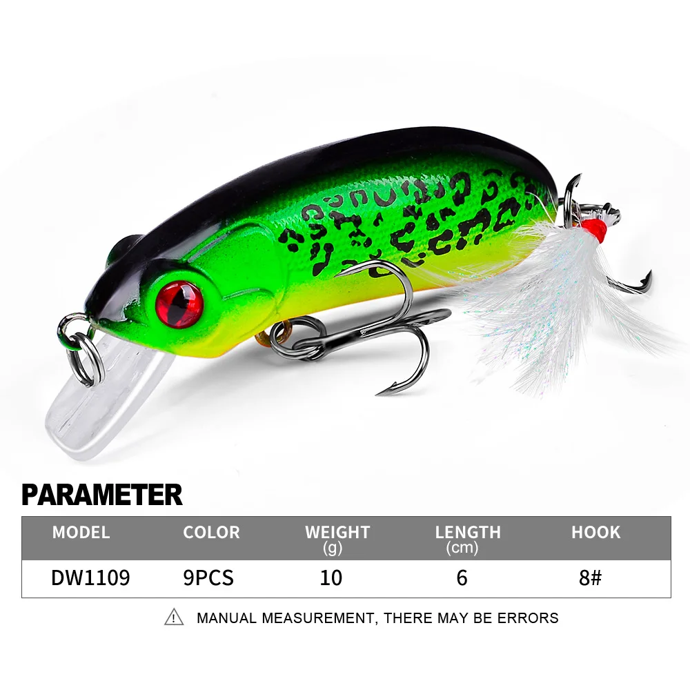 1 pz galleggiante manovella Pesca a traina richiamo 10g 6cm artificiale Hard Bait CrankBait Wobblers a righe Bass Pesca attrezzatura da Pesca