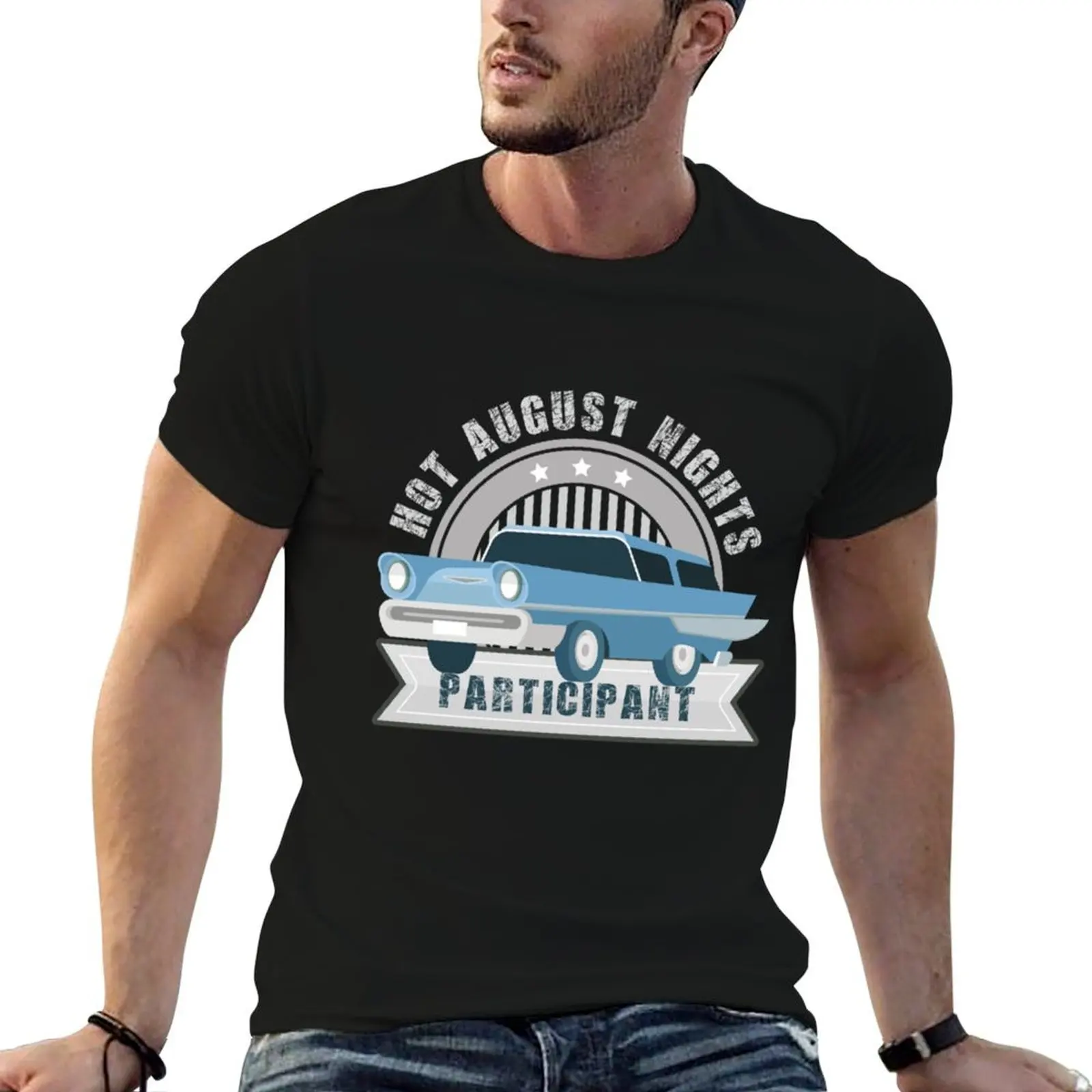 Participant Hot august nights T-Shirt Plus Size Basic Short Sleeve Top