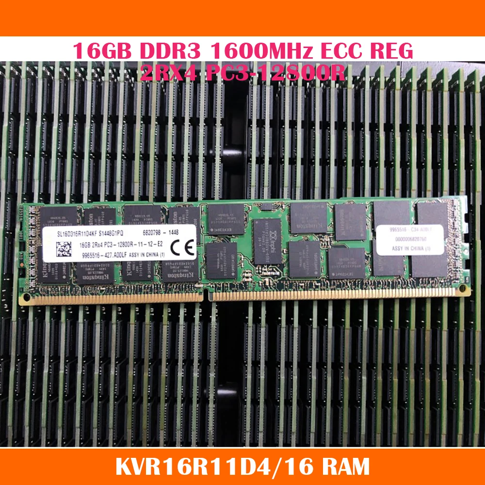 1PCS RAM KVR16R11D4/16 16GB DDR3 1600MHz ECC REG 2RX4 PC3-12800R For Kingston Server Memory Work Fine High Quality Fast Ship