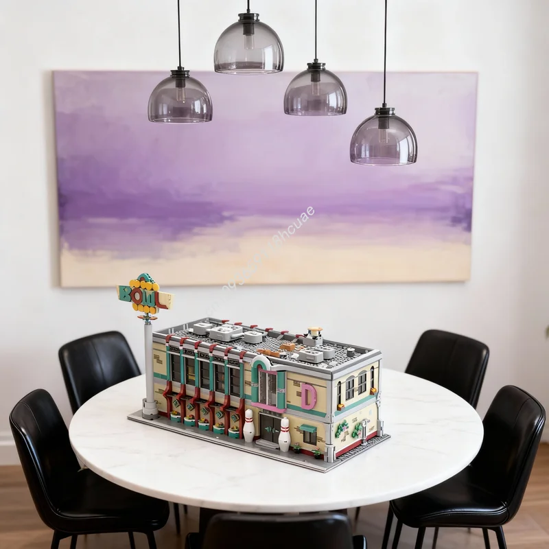 

Набор модульных строительных блоков MOC «Ретро-аркадный динер», 1719 деталей, совместимый, модель городской улицы, архитектурные игрушки, рождественские подарки для детей