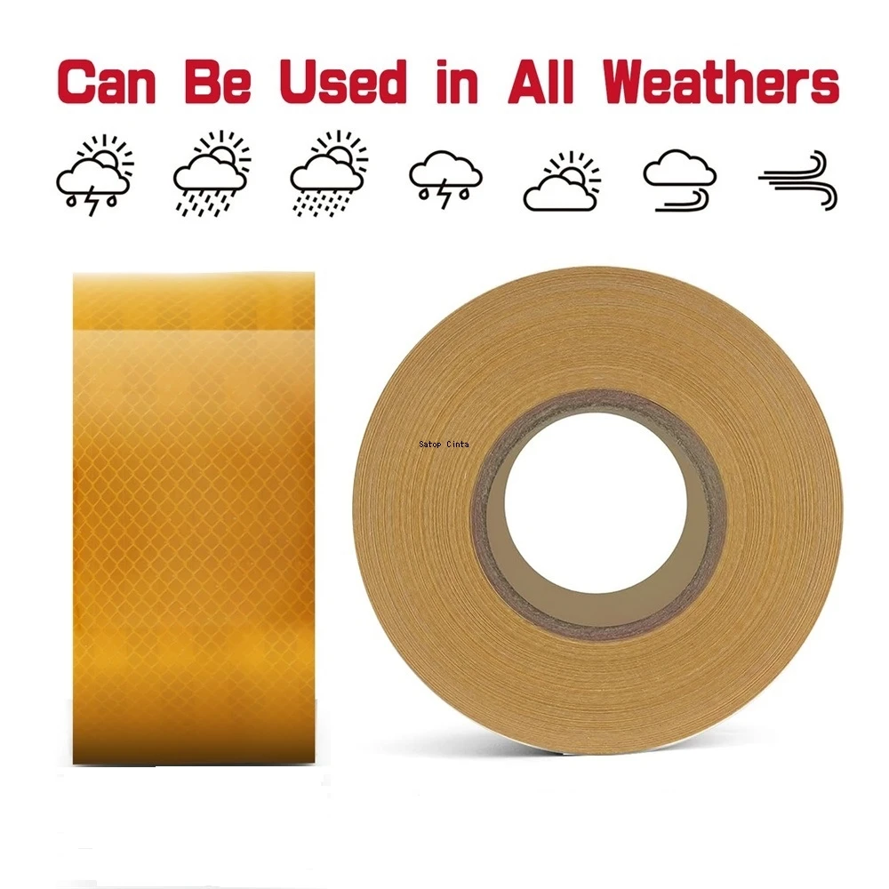 10cm*5m PET High Reflection Yellow Safety Road Warning Reflective Material Waterproof Adhesive Reflectors Tape Sticker For Truck