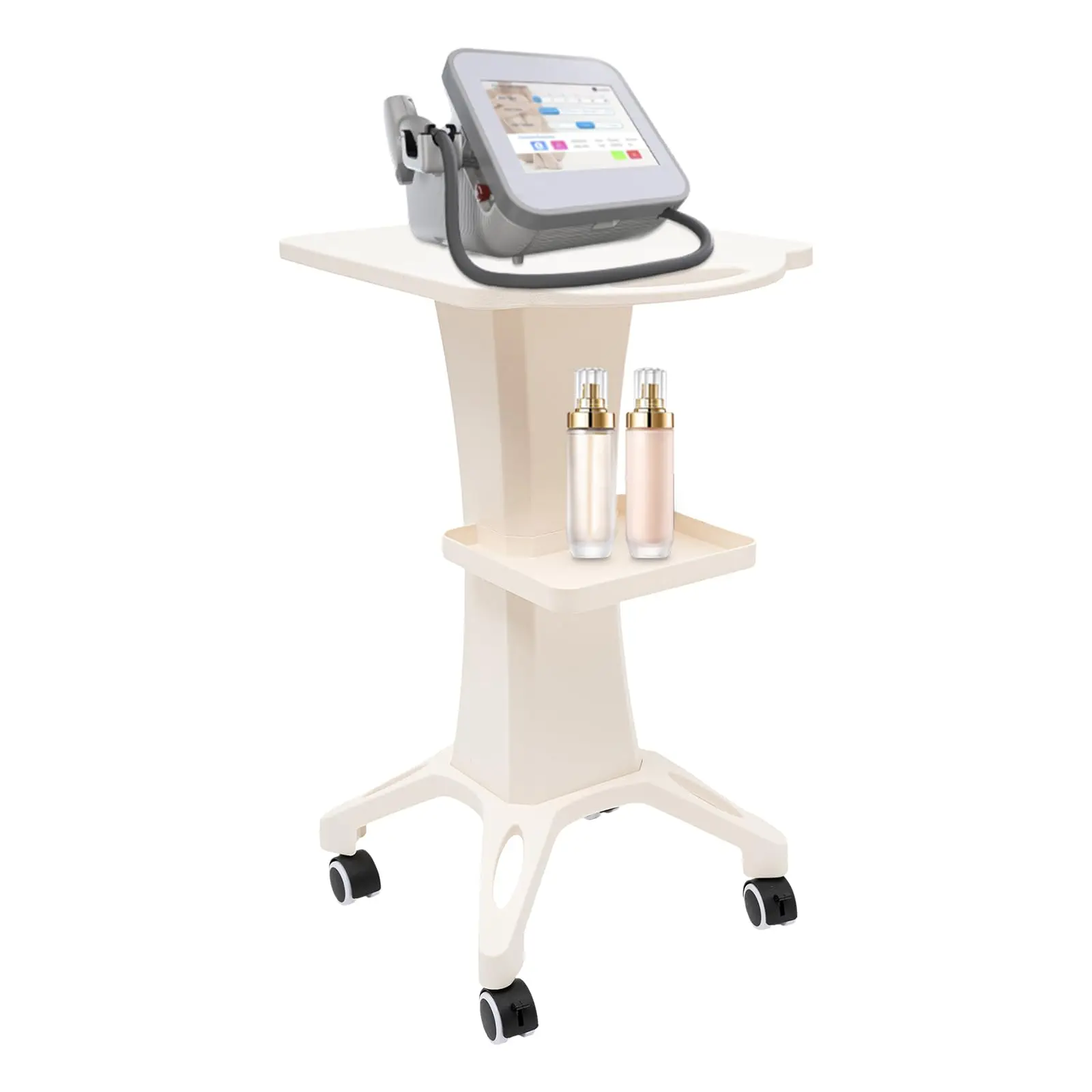 

Multifunctional White Beauty Trolley - 2-Tier Rolling Cart with 14.6X17.7X28.3 Dimensions, Supports Salon Tools & Spa Supplies