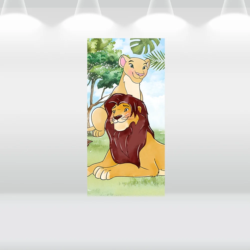 Lion King Baby Shower Party Decoration Round Background Cover Safari Simba Arch Cover Backdrops for Boy Birthday Party Supplies