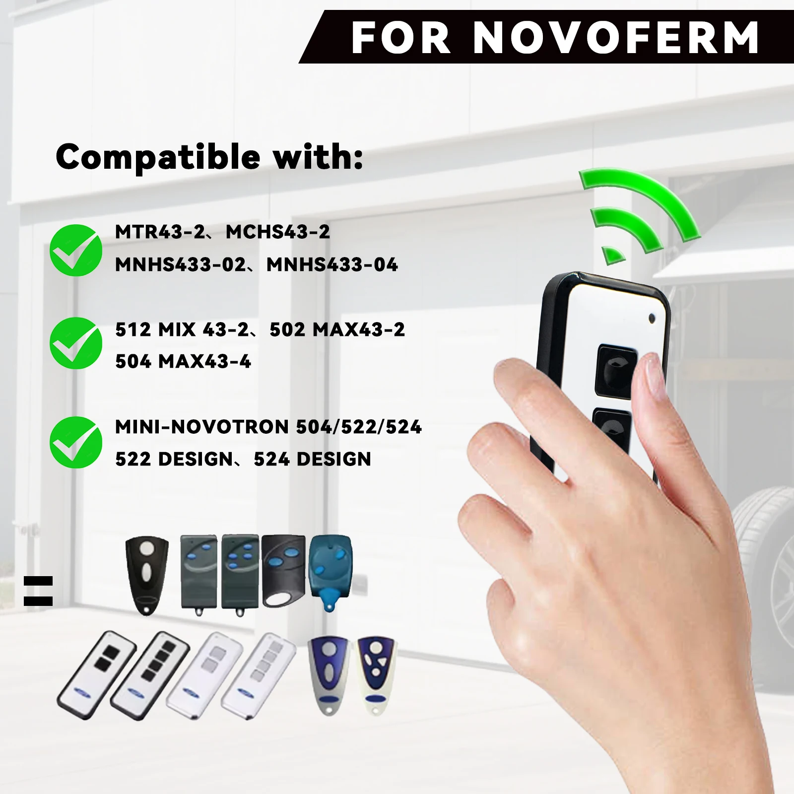 

Garage door opener for NOVOFERM MINI-NOVOTRON Rolling Code Gate Keychain Transmitter 522 524 433.92mhz 4 or 2 Buttons