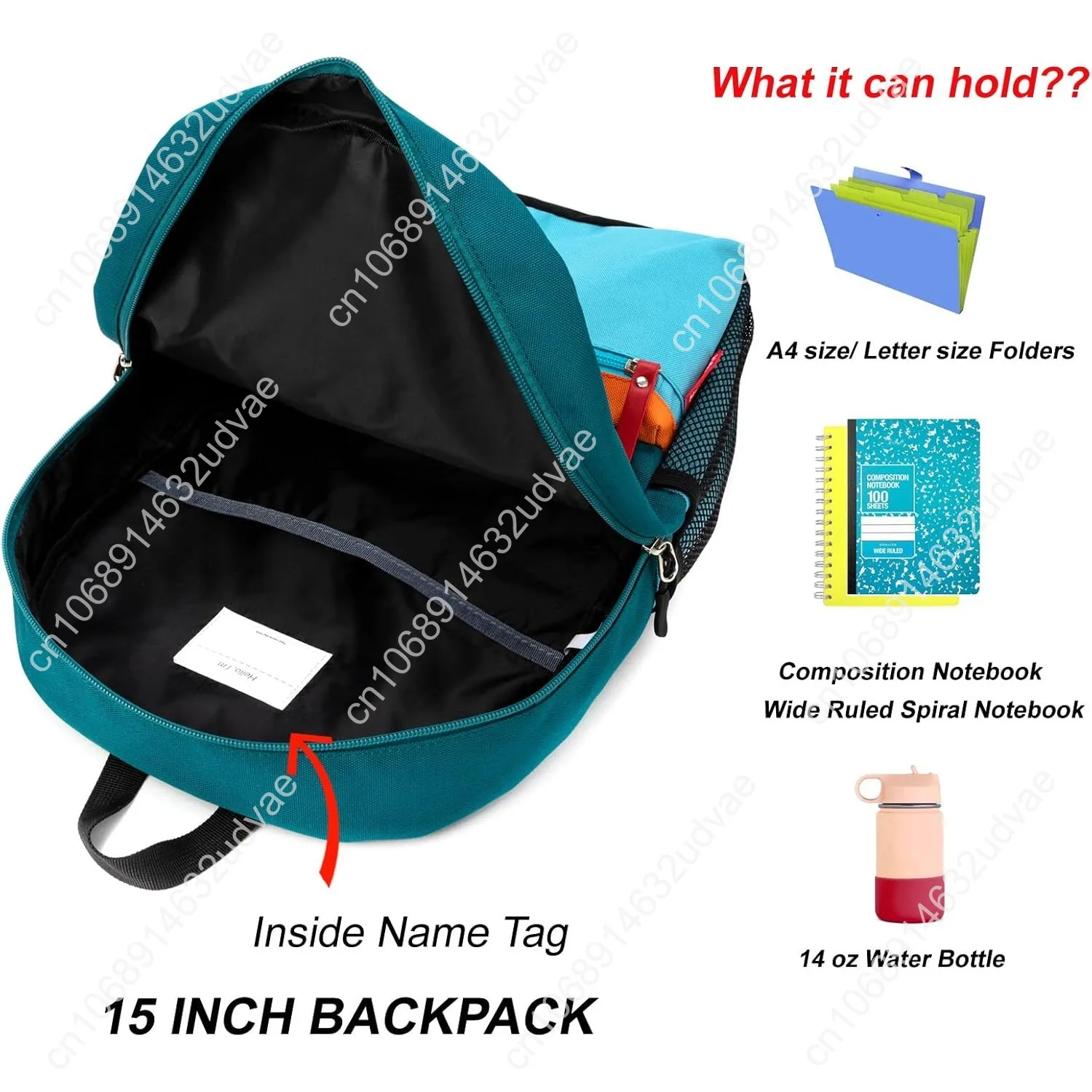 HawLander Little Kids Backpack for Boys Toddler School Bag Fits 3 to 6 years old, 15 inch, Blue Green