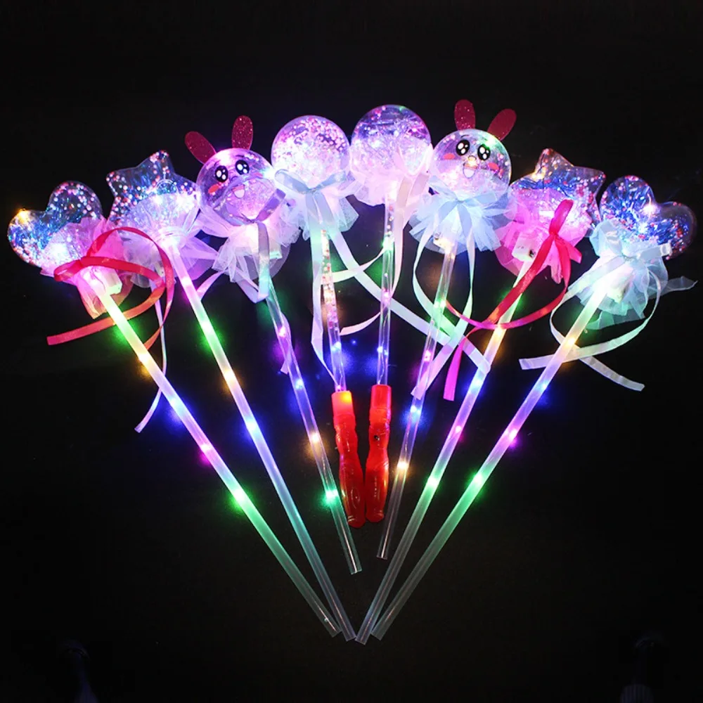 Star Love Heart LED Magic Fairy Stick Plastic Colorful Flashing Lights Up Glow Sticks Magic Gift Pop Ball Star Ball