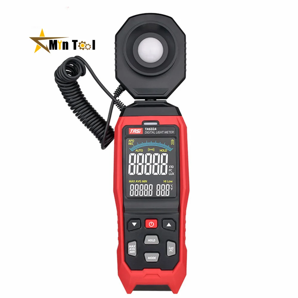 TA632A/B Digital Light Meter Photography Luxmeter Detachable Probe Illuminometer Lux/Fc Photometer Tester Measuring Tools