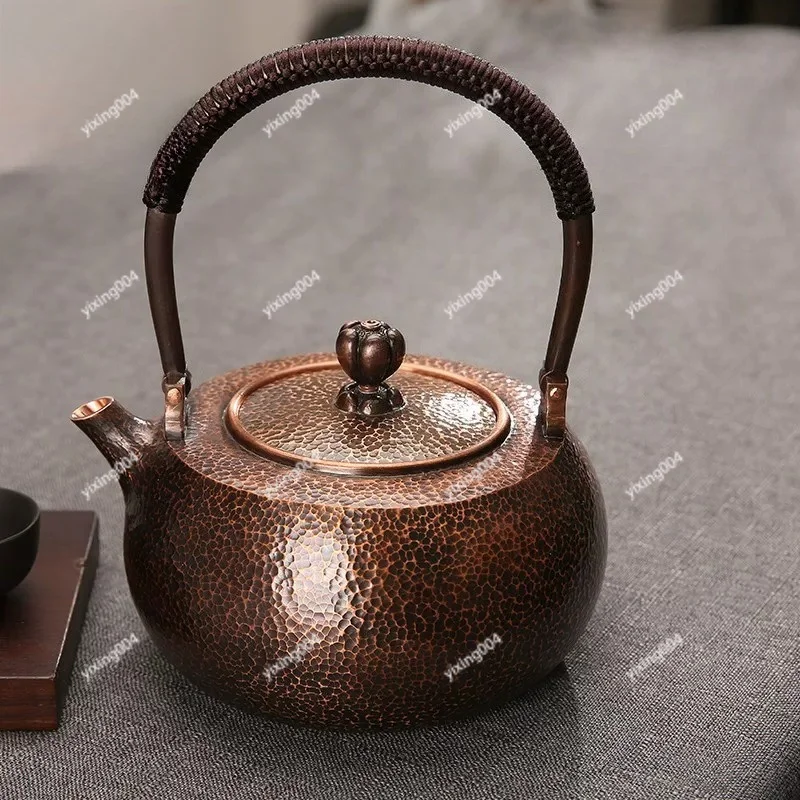 Pure handmade teapot integrated copper kettle hammer pattern pure copper boiling teapot thickened uncoated