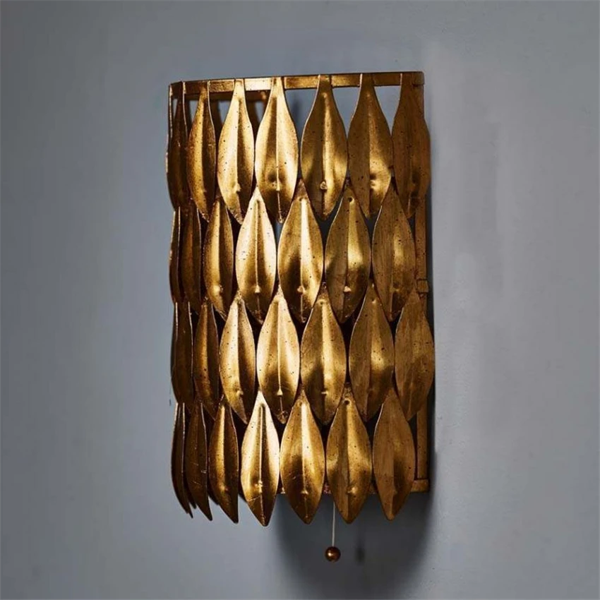 الشمال خمر الذهب يترك مصابيح الحائط غرفة المعيشة الأمريكية غرفة الطعام غرفة نوم المدخل شرفة آرت ديكو أضواء الجدار الفاخرة LED #5