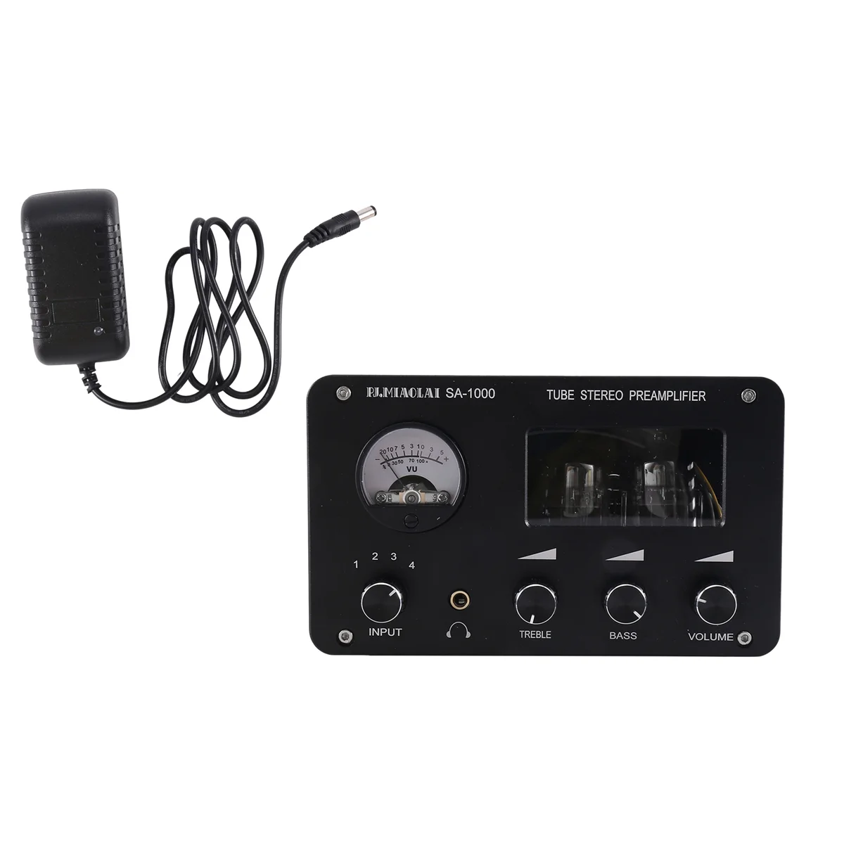 Pré-amplificador de tubo audiophile pop, pré-amplificador hifi de 4 entradas e 2 saídas com medidor de nível vu integrado, amplificador de ajuste de graves altos eua