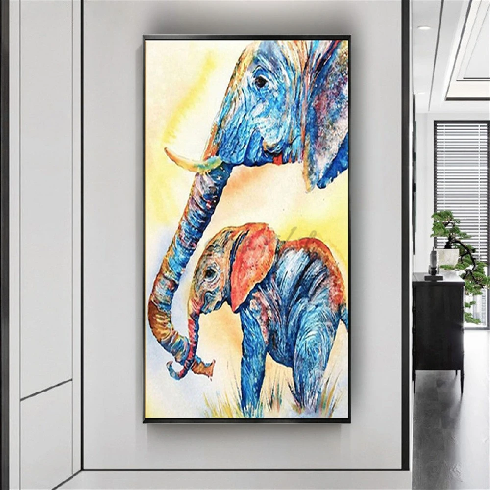 

Abstract Palette Knife Colorful Thick Oil Texture Animal Oil Painting Elephant Canvas Paintings Graffiti Pop Art For Kids Room