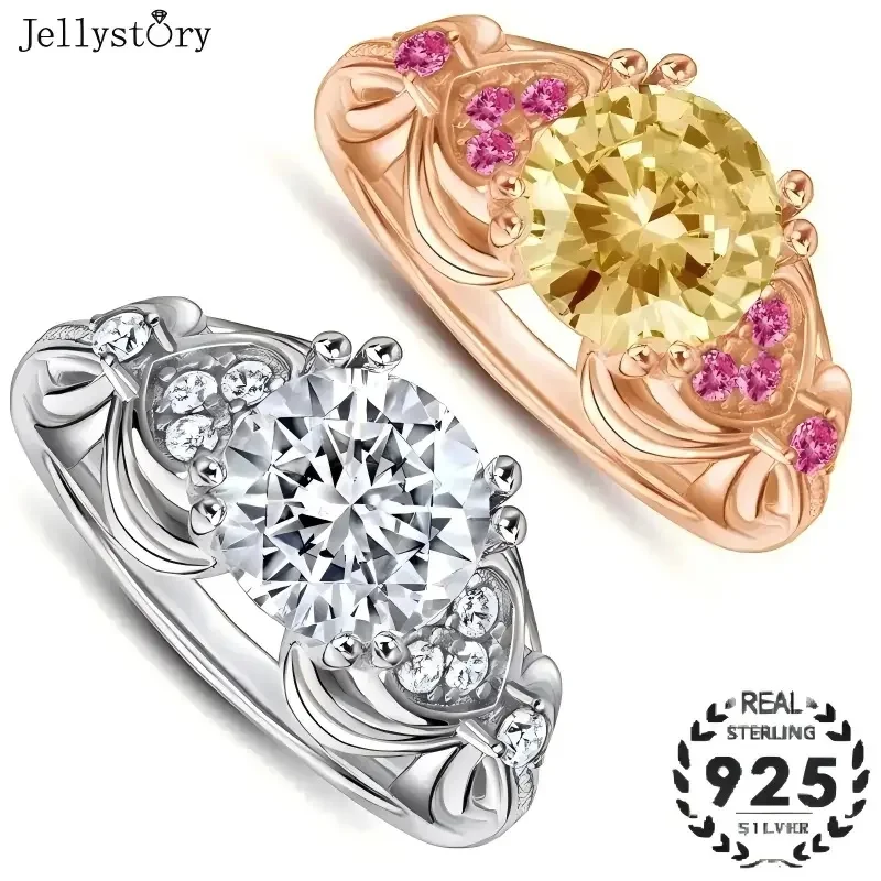 

JellyStory Trendy S925 Sterling Silver Non-Tarnish Rose Gold Zircon Ring, European American Niche Style, Stackable Promise Gift