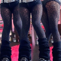Gothic Black Sexy Leopard Animal Pattern Sheer Tights Vintage Women Sexy Thin Transparent Silky Pantyhose Seamless Stockings