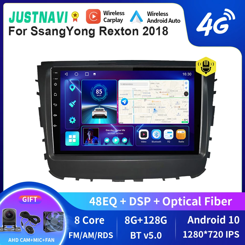 

JUSTNAVI QT10 Android10 Car Radio Video Player For SsangYong Rexton 2018 Auto Multimedia GPS Navigation Stereo Carplay No 2Din