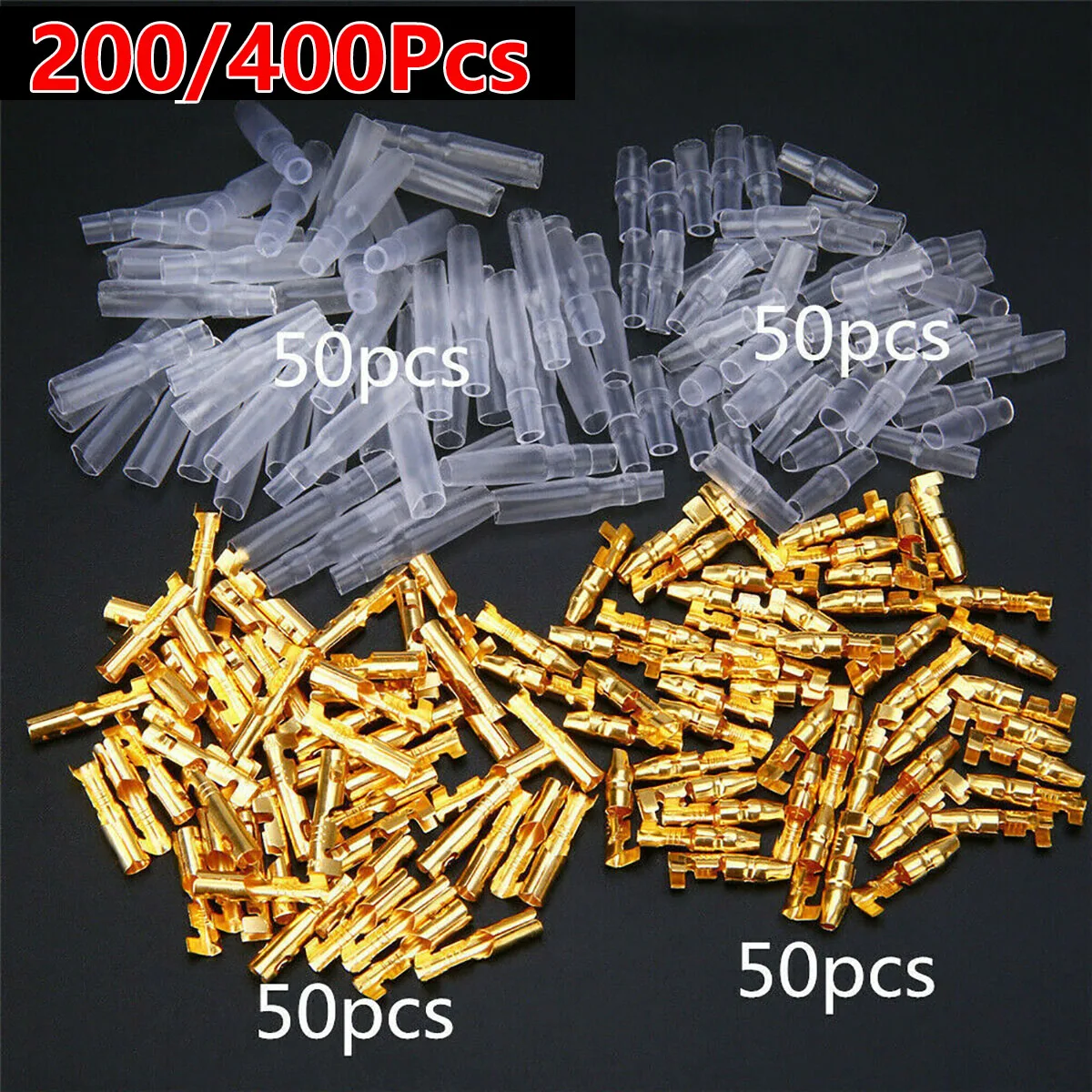 200/400Pcs Car Auto Motorcycle Bullet Terminal Male Female Wire Bullet Crimp Connectors Terminal Insulation 4.0mm for motorcyle