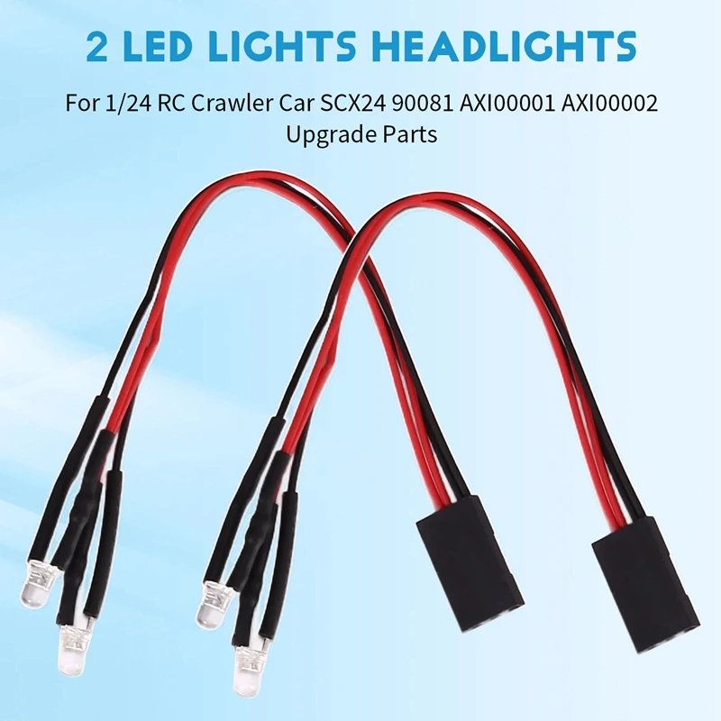 2Pcs 2 LED Lights Headlights for 1/24 RC Crawler Car SCX24 90081 AXI00001 AXI00002 Upgrade Parts [bjve-Toy]