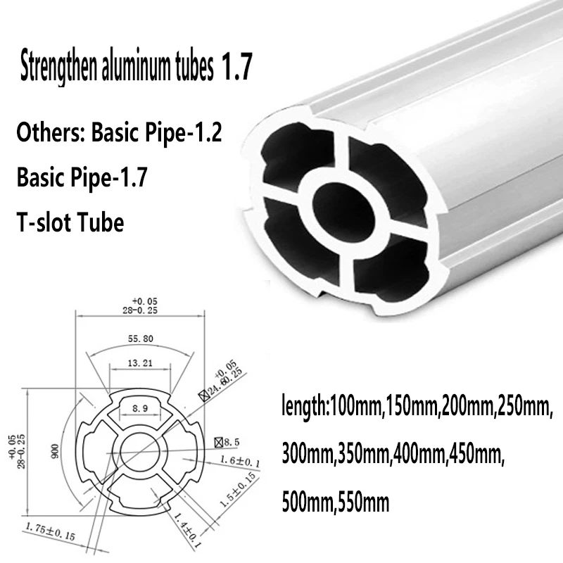 2PCS 3PCS Third Generation Lean Aluminum Alloy Wire Rod 28 Aluminum Tube Round Tube Workbench Strengthened  200-550mm