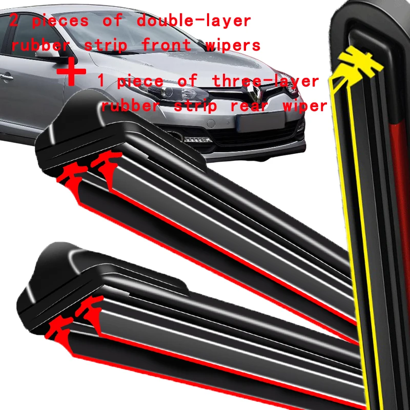 

Wiper Front & Rear Wiper Blades Set For Renault Megane Sport Tourer Estate 3 2008 -2016 Windshield Windscreen Window 24"+16"+14"