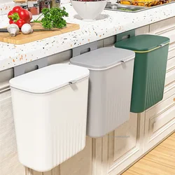 9L Wall Mounted Trash Can Household Waste Bin Hanging Bathroom Trash Can With Lid Food Garbage Bin Kitchen Accessories