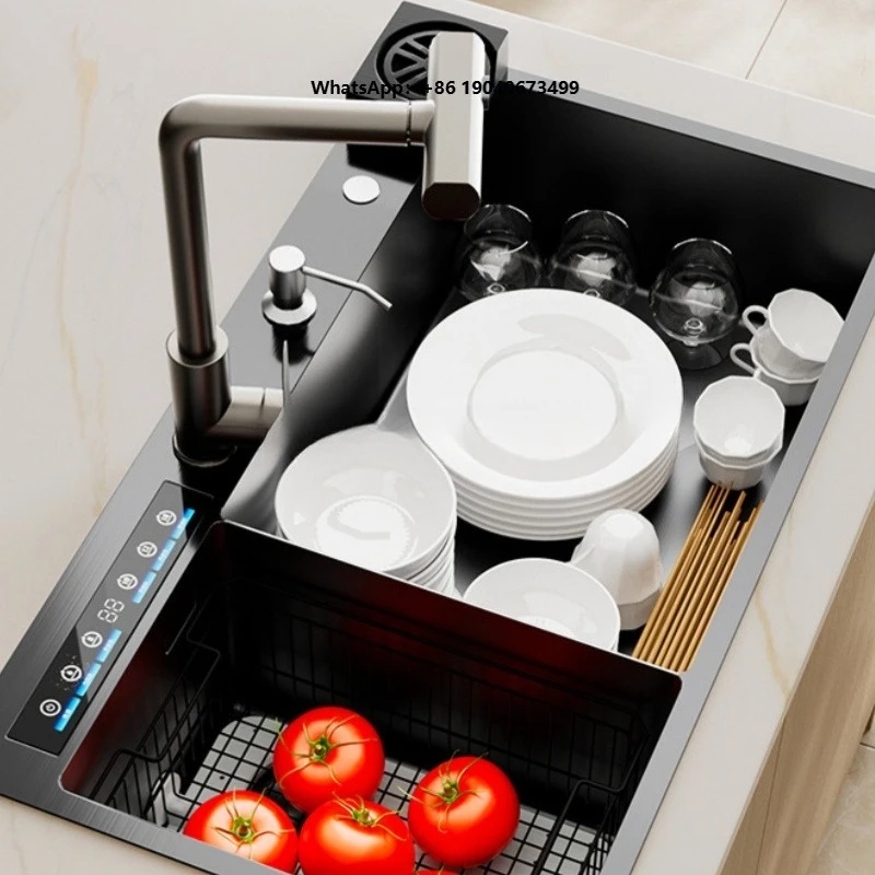 Built-In Stainless Steel Large Capacity Dishwash Vegetable Washing Rainfall Waterfall Electric Bubble Ultrasonic Kitchen   PX