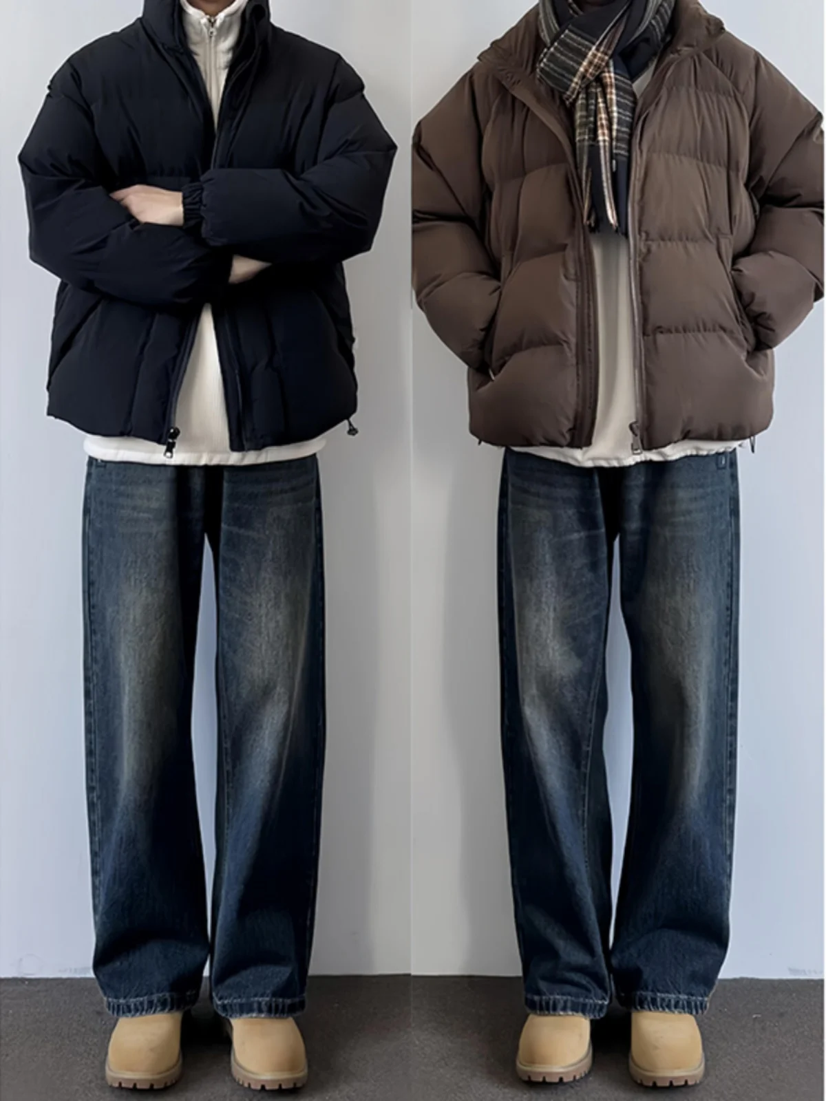 

Мужские джинсы Deep Blue Fce с подкладкой, свободного прямого кроя, зимние, широкие брюки под ботинки, молодежные модные джинсы