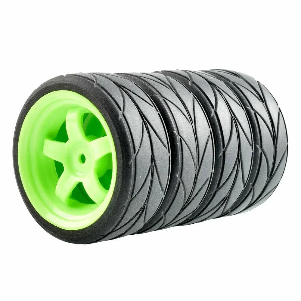 

For HSP HPI 1:10 On-Road Car Racing 4Pcs RC 6030-6081 Rubber Tires & Plastic Wheel