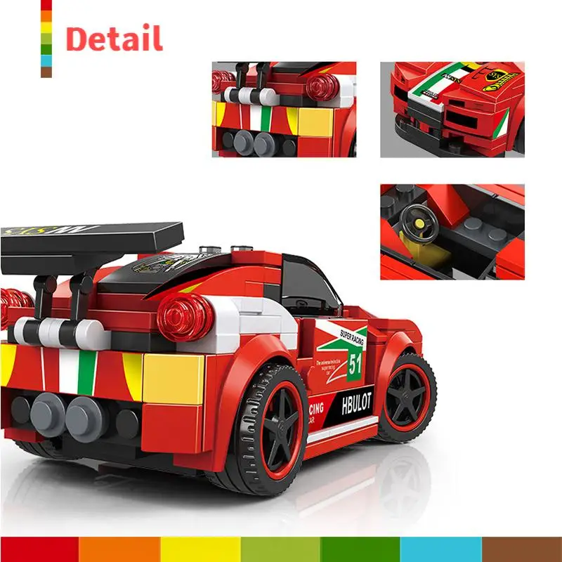 Speed Champion City Racing Car Building Blocks Sport Vehicle Technical Model Assembly MOC Bricks Education Toys For Kids Gifts