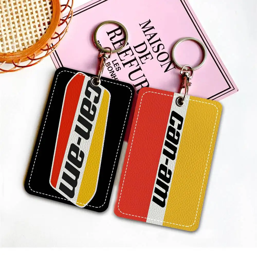 Can-Am Spyder Logo Rectangle ID Card Case Keychain Access Card Bag Key Tag Ring Leather Card Holder Key Ring Access