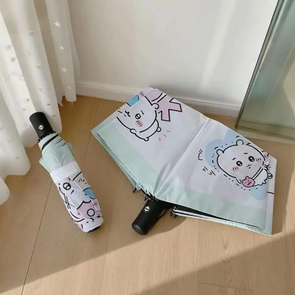 Cartoon Chiikawa Automatic Manual Parasol Anime Hachiware Kawaii Folding Sun Protection Umbrella Girls Rainy Umbrella Portable view 2