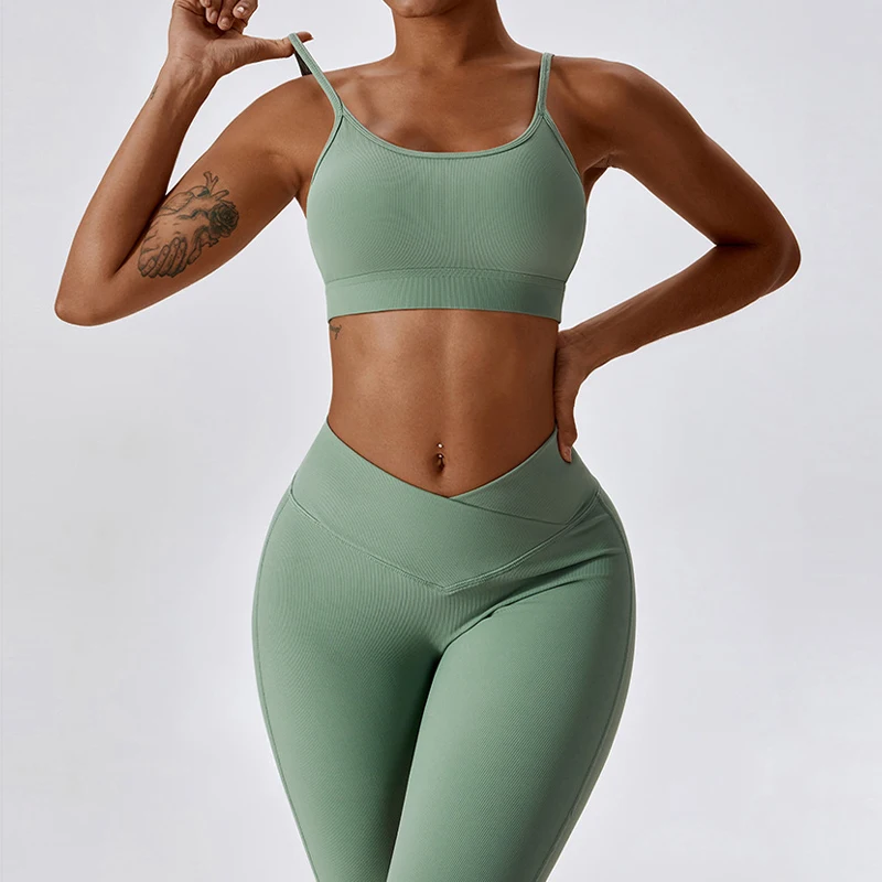 New Naked Feeling Flared Pants Yoga Suit Workout Suit Women Quick-Dry Sports Bra Running Yoga Clothing Gym Fitness Set Female