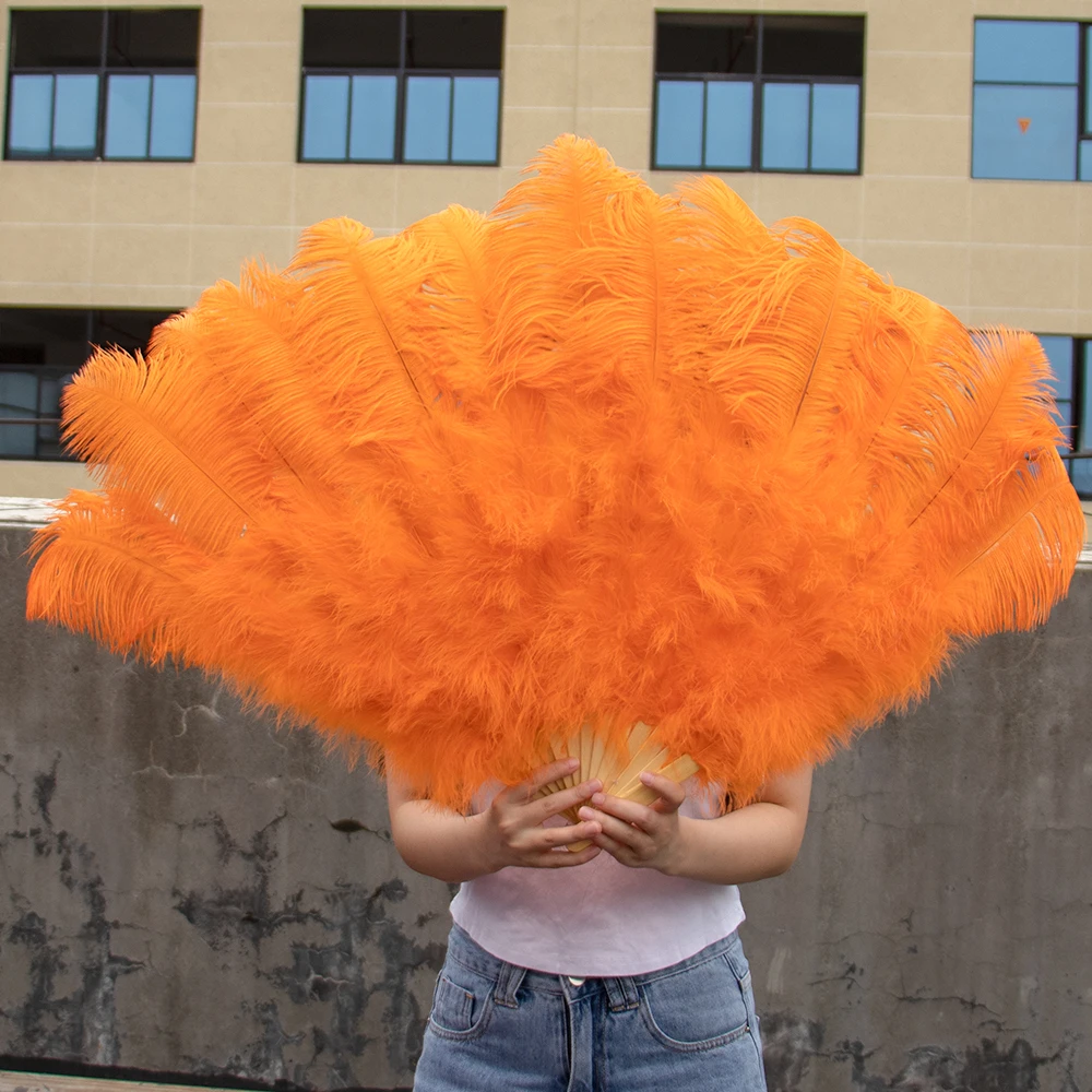 

Big Ostrich Feather Fans 13 Bars High Quality Plumes Folding Fan for Carnival Party Festival Opera Holding Props Decor Accessory