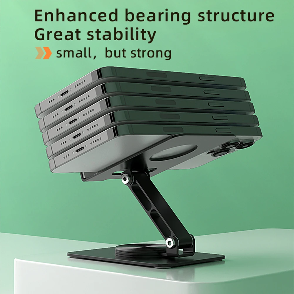 

Cell Phone Stand for Desk Desktop Phone Holder Foldable with 360 Rotating Base for iPhone 16 15 14 13 Pro Pro Max