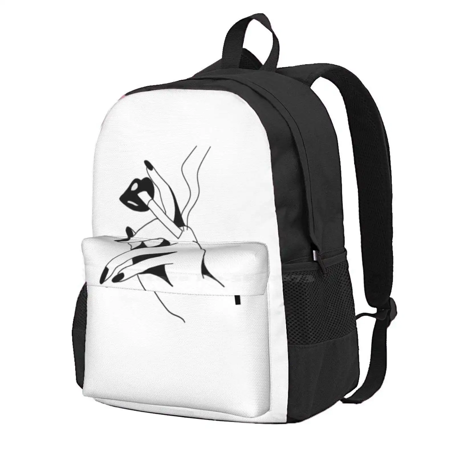 

Cigarette Lips Hot Sale Schoolbag Backpack Fashion Bags Cigarette Black Lips Black And White Girl Lips Smoke Smoking Nails Sexy